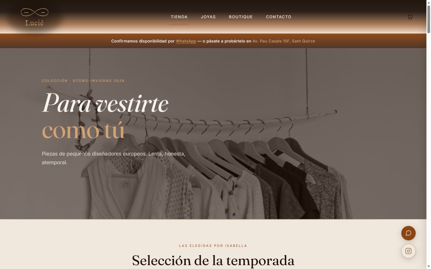 Captura de la web de Lucié Boutique